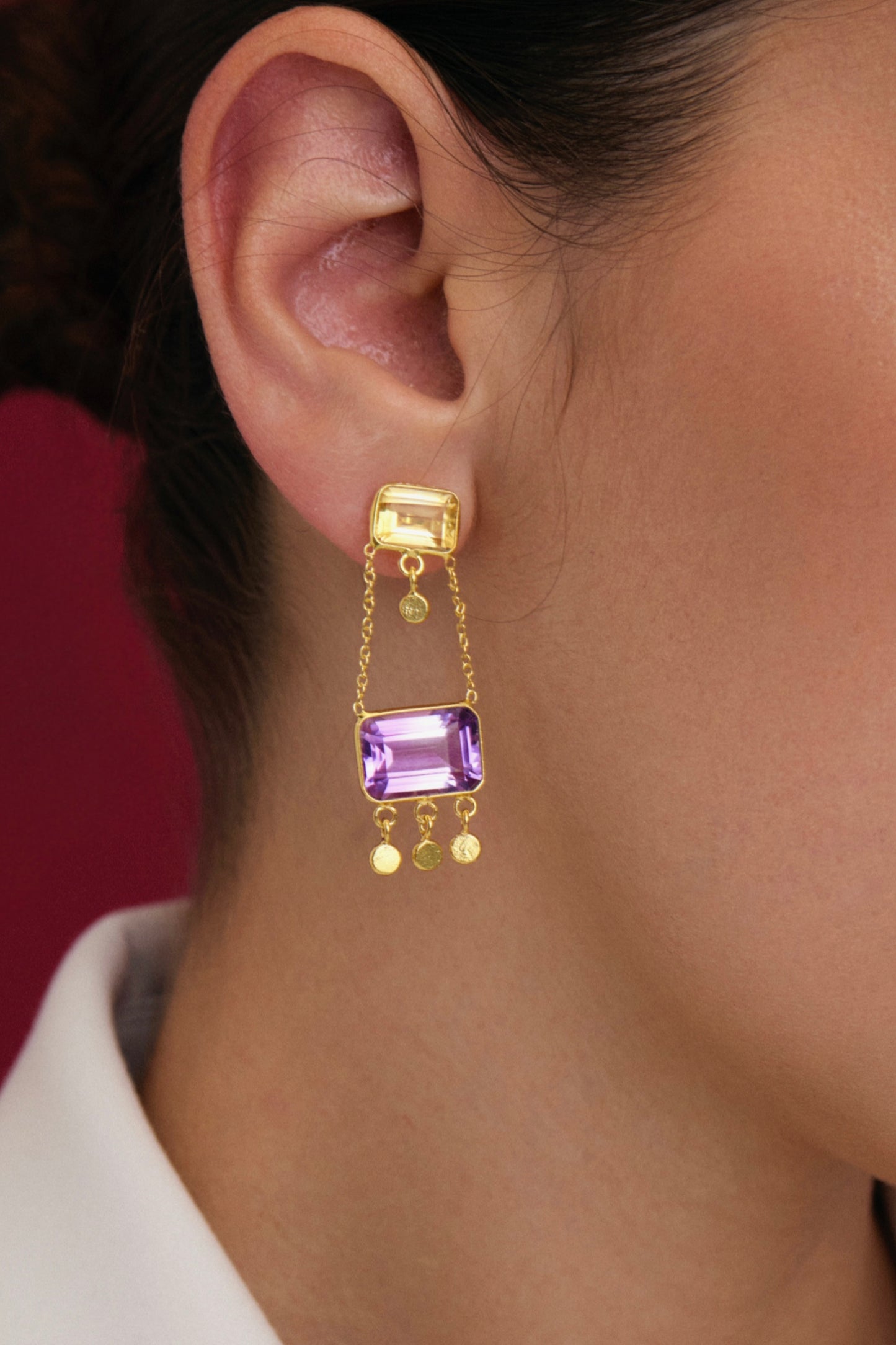 Citrine and Amethyst drops